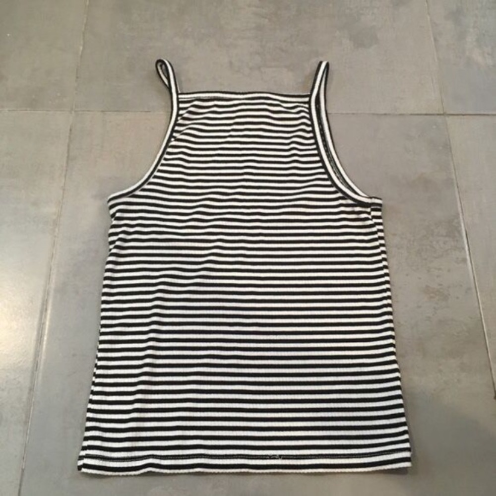 Striped square neck crop top